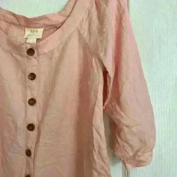 Maeve Peach Button-Up Blouse - Picture 3 of 6